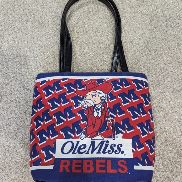 Vintage University Of Mississippi Ole Miss Rebels Colonel Reb Tote Handbag Purse - Picture 5 of 9